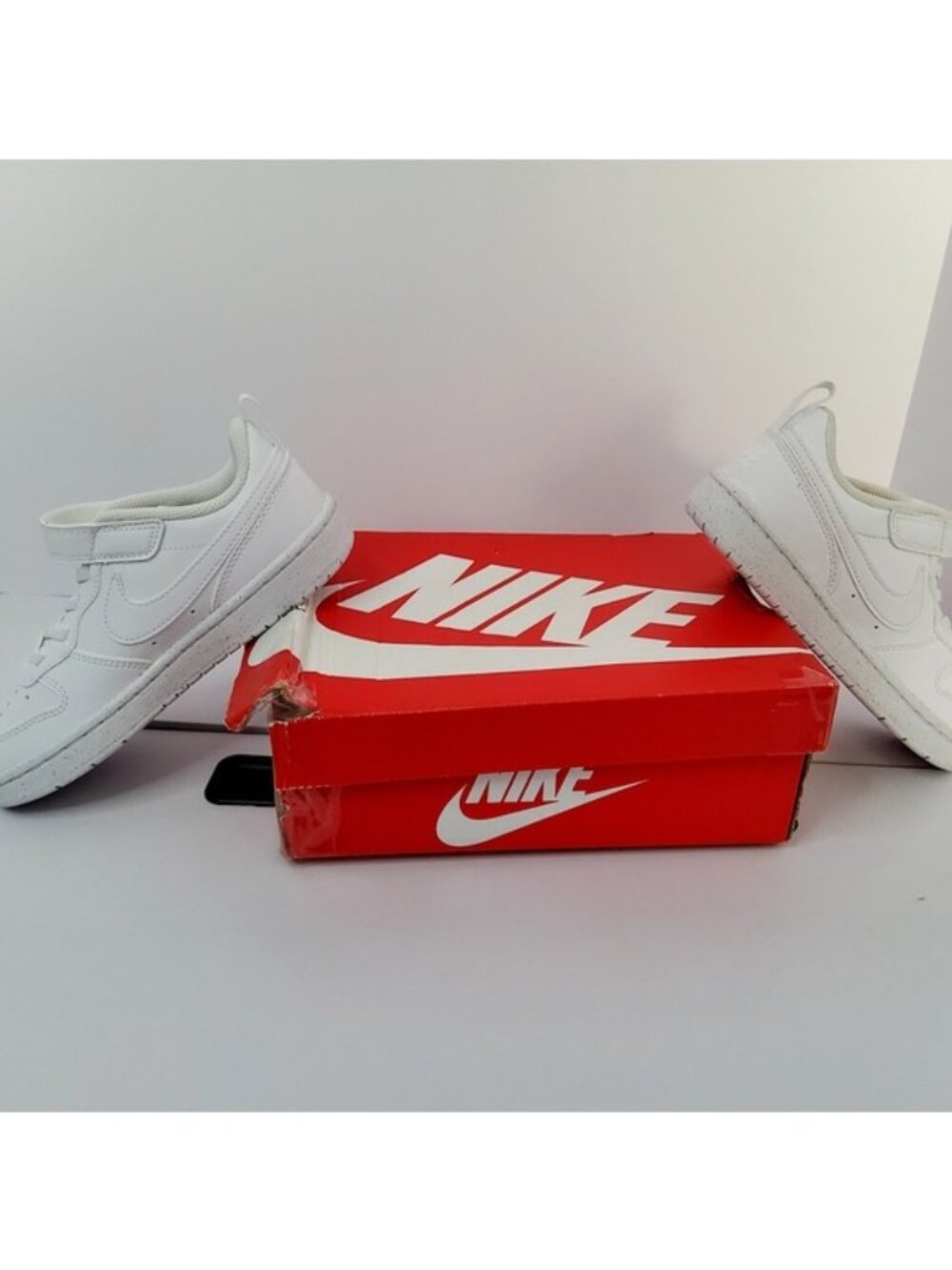 NIKE Boy's Sneaker Low Court Borough Low Recraft White White White Size 13.5C - Picture 6 of 8
